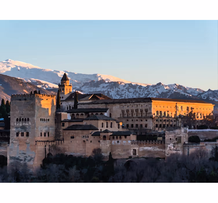 Rullegardin stue alhambra i granada om kvelden - Tenstickers