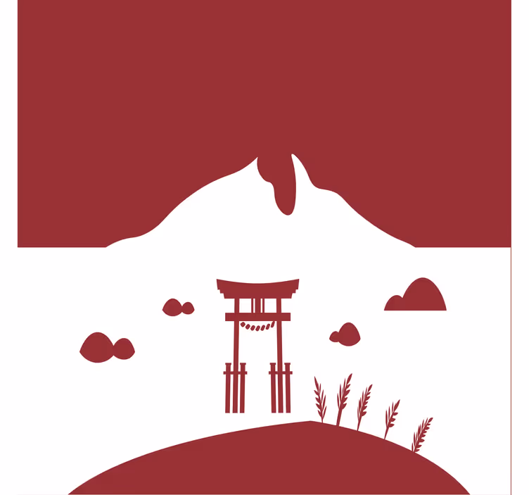 Rullegardin stue med japansk struktur og fjellvann - Tenstickers