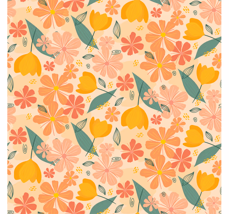 Rullegardin stue fargerike vintage blader og blomster - Tenstickers