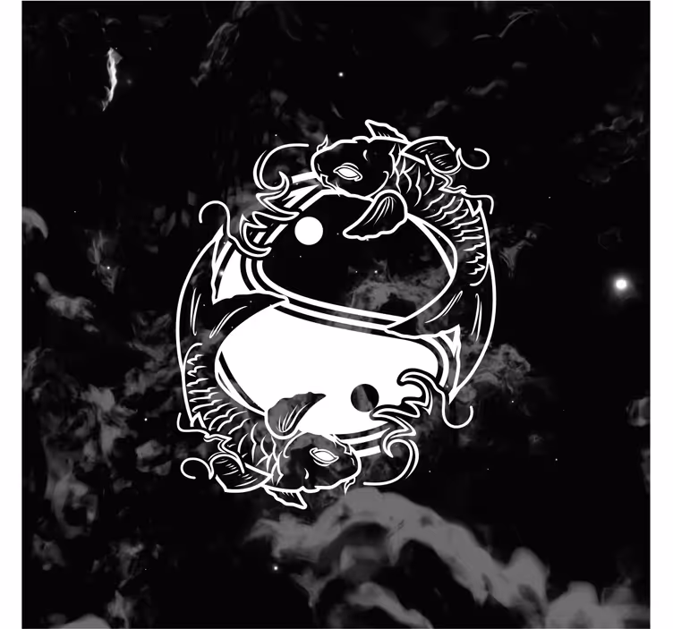 Rullegardin stue yin yang balansefisk - Tenstickers