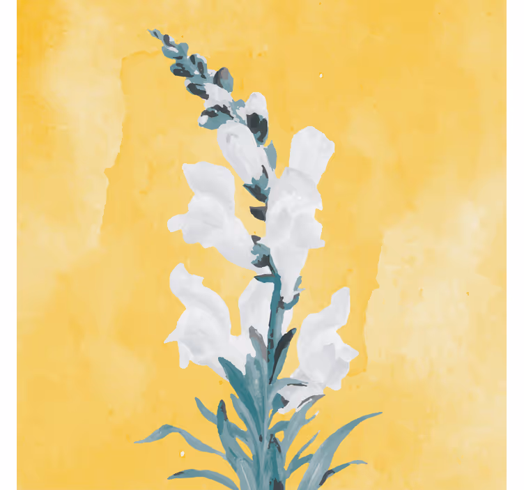 Rullegardin stue hvite blomster på gul bakgrunn - Tenstickers