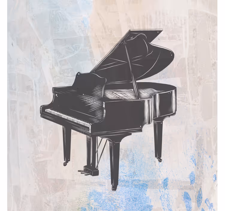 Rullegardin stue shabby chic maleri av piano - Tenstickers