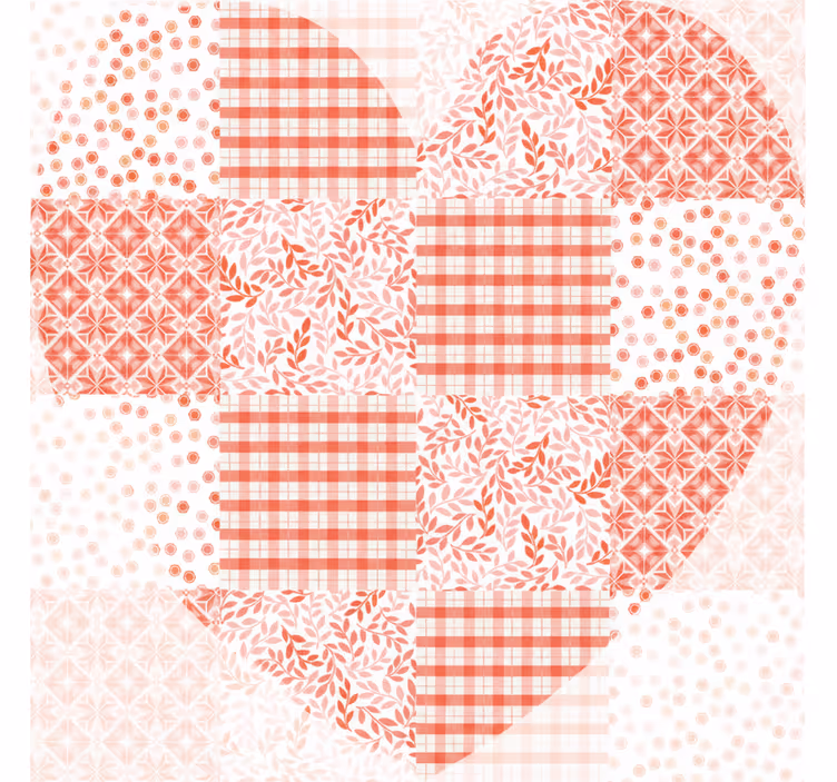 Rullegardin stue patchwork rød og hvit hjerte design - Tenstickers