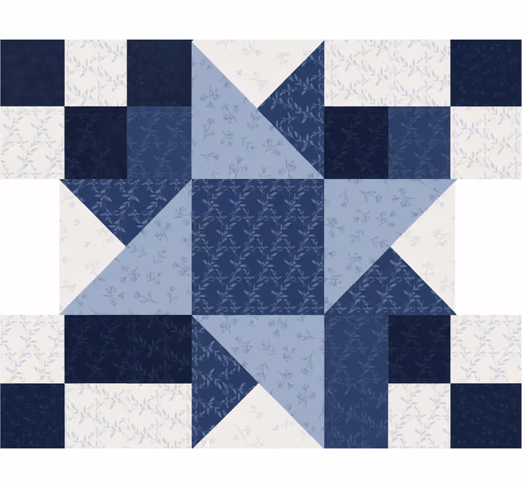 Rullegardin stue patchwork blå stjerne trekant design - Tenstickers