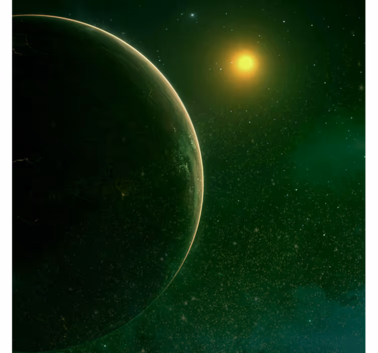 Rullegardin stue grønn planet satellittdesign - Tenstickers