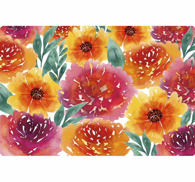 Rullegardin rom fargerik blomsterflis - Tenstickers