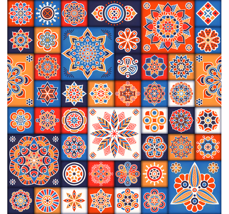 Rullegardin rom fargerike mosaikkfliser - Tenstickers