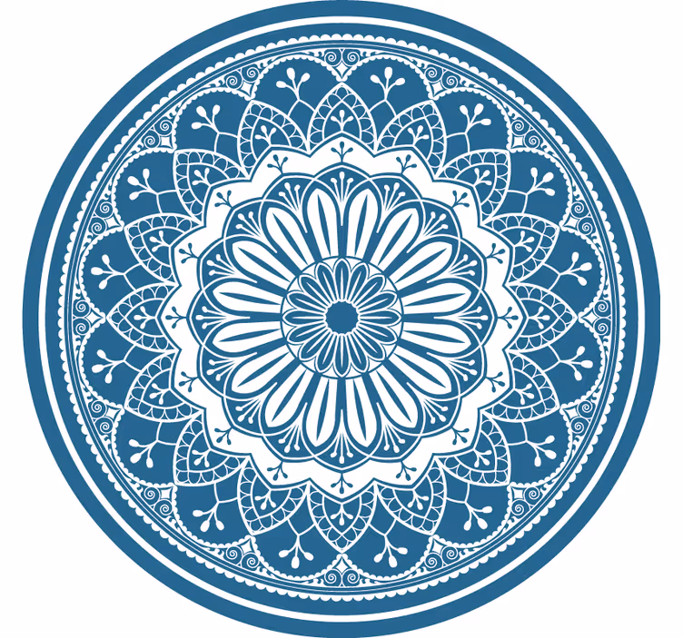 Rullegardin rom stor mandala trykk på blå sirkel - Tenstickers