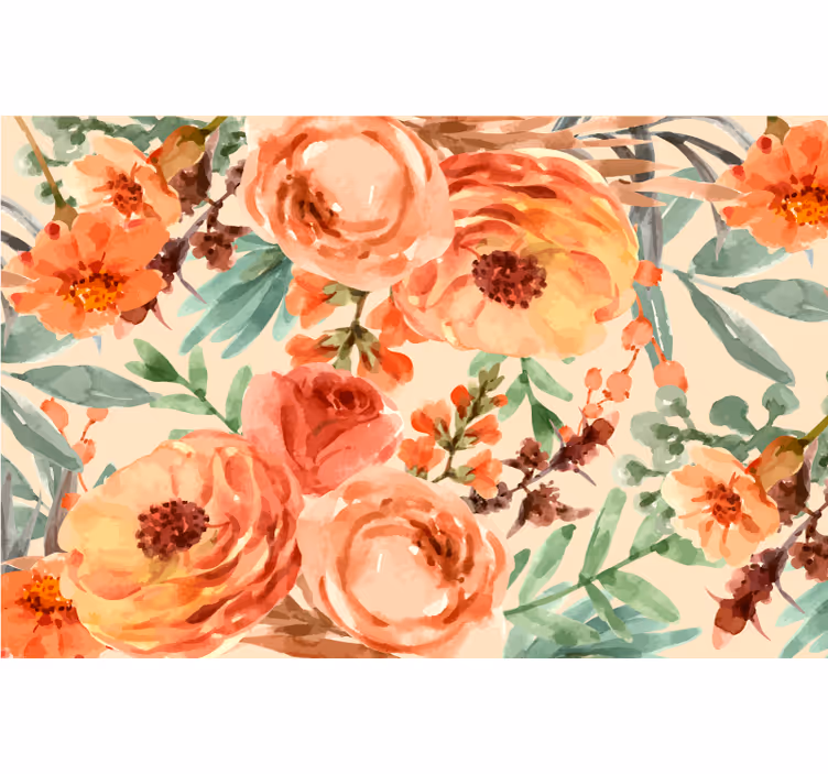 Rullegardin rom pion vannfargede blomster - Tenstickers