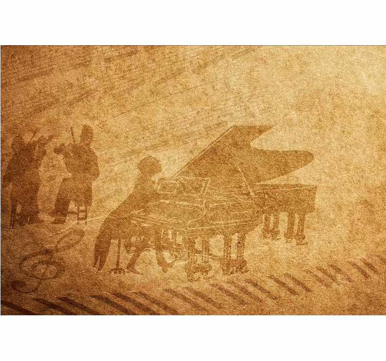 Rullegardin beige vintage piano - Tenstickers
