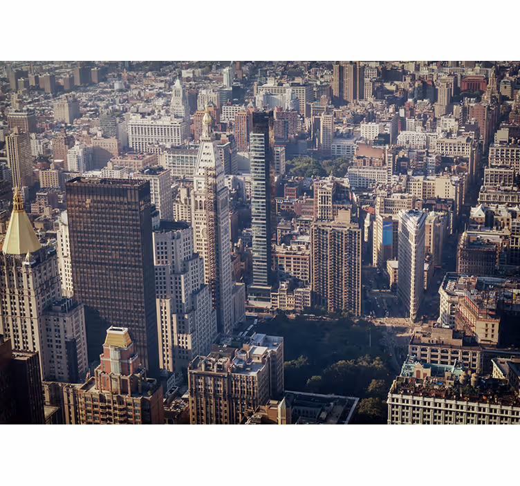 Rullegardin rom retro farge skyline av nyc - Tenstickers