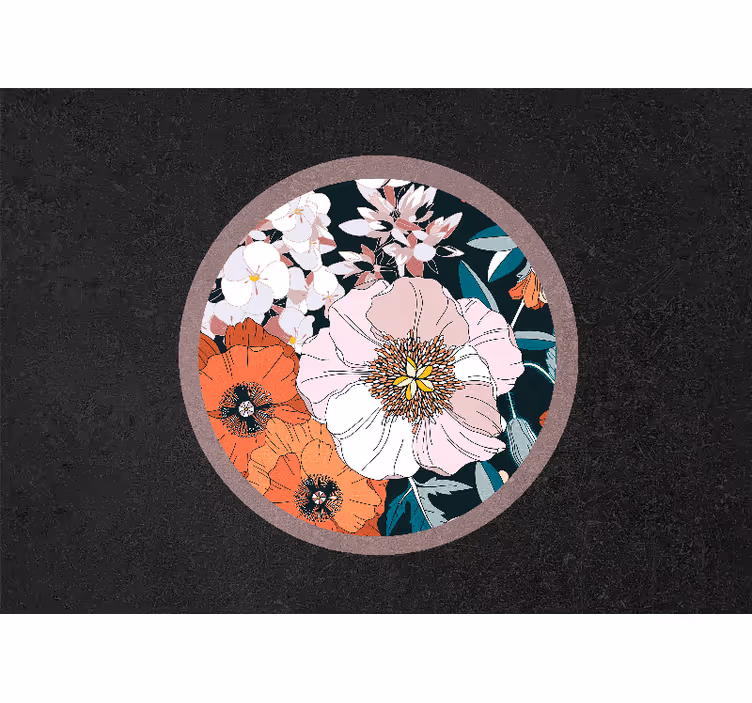 Rullegardin rom valper og blomster i sirkel - Tenstickers
