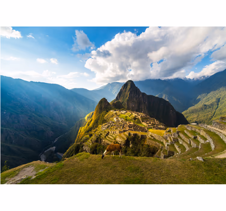 Rullegardin rom machu picchu utsikt med glitter - Tenstickers