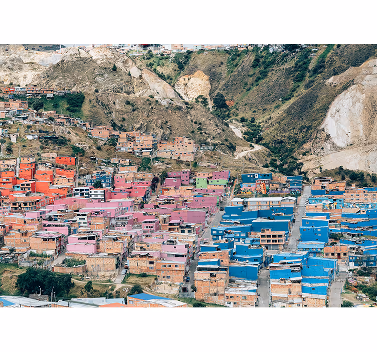 Rullegardin rom fargerike hus i bogota - Tenstickers