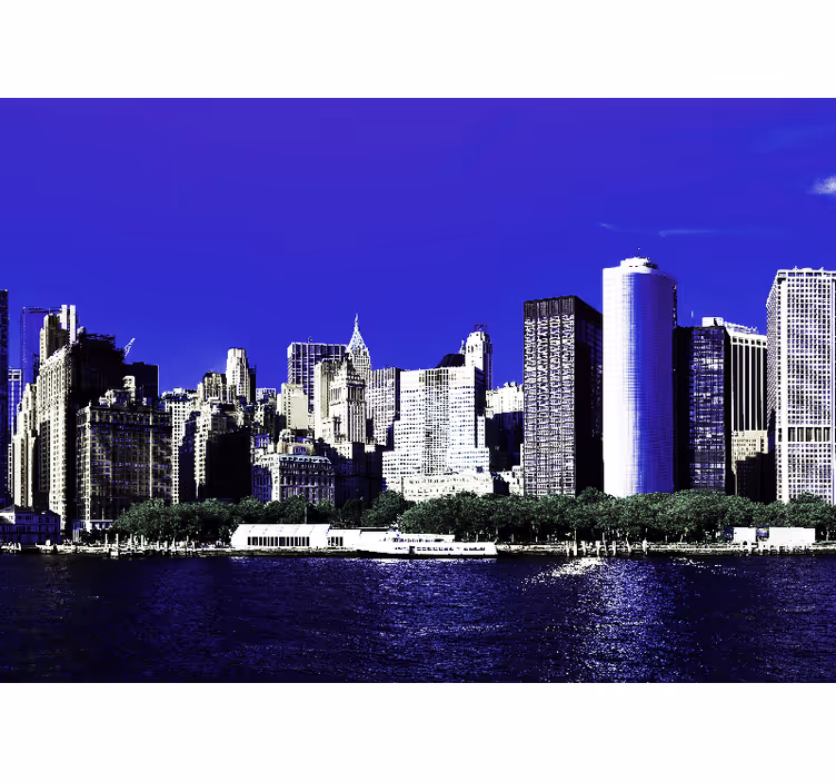 Rullegardin rom manhattan-skyskrapere om kvelden - Tenstickers