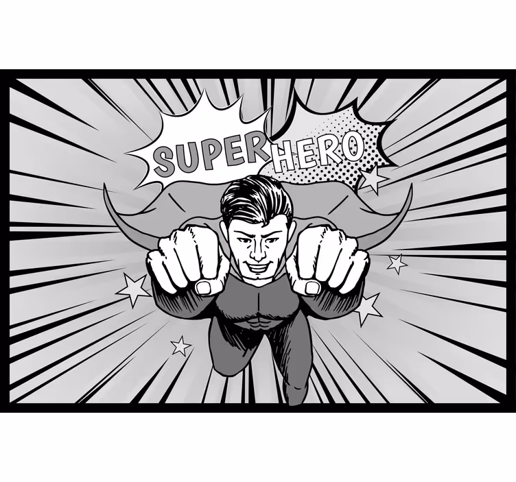 Rullegardin grå fantastisk superhelt design - Tenstickers