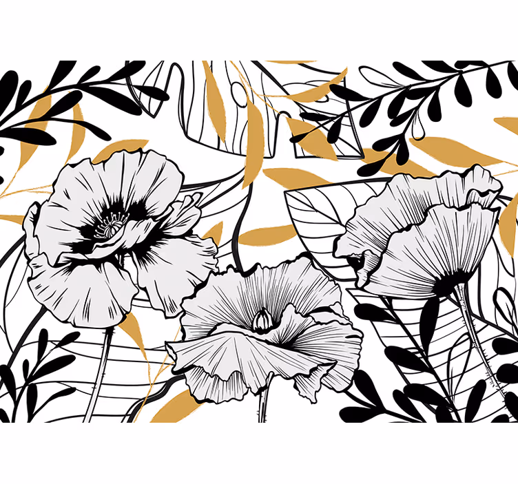 Rullegardin rom glamorøs romantisk blomsterblanding - Tenstickers