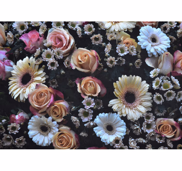 Rullegardin rom store blomster i elegant stil - Tenstickers