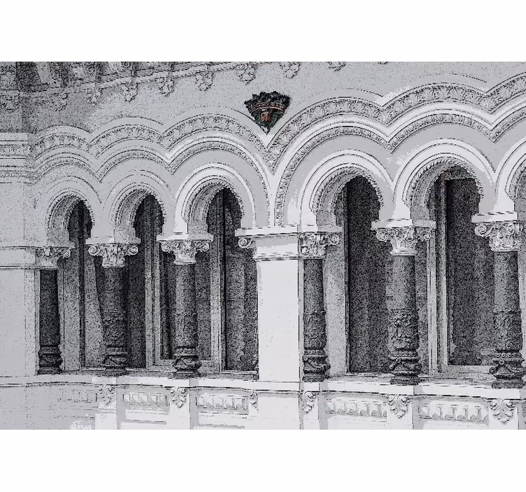 Rullegardin stue gammel arkitektur 3d - Tenstickers