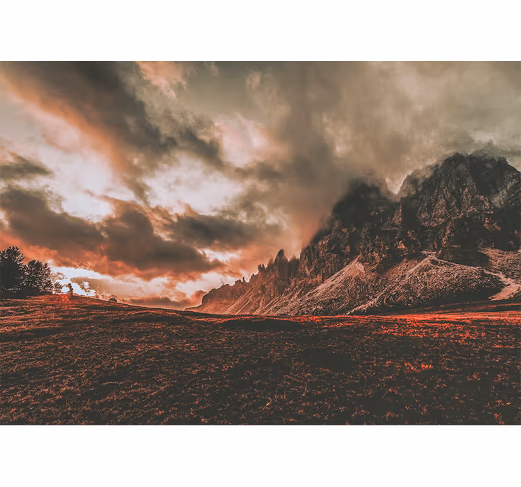 Rullegardin stue fjell og fargerik himmel - Tenstickers
