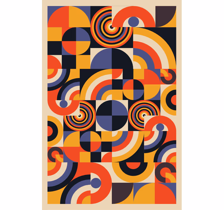 Rullegardin stue fargerike bauhaus sirkler - Tenstickers