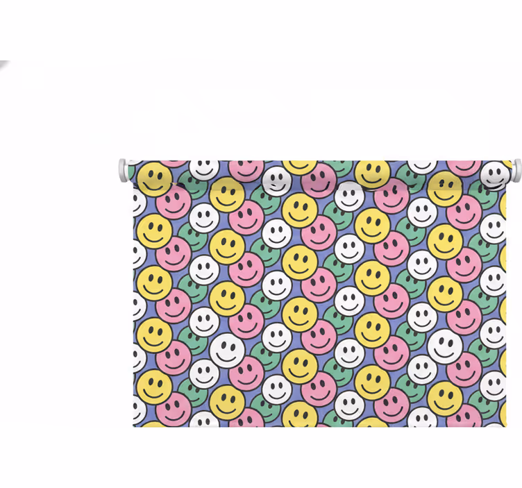 Rullegardin rom med fargerike pastellsmilies - Tenstickers