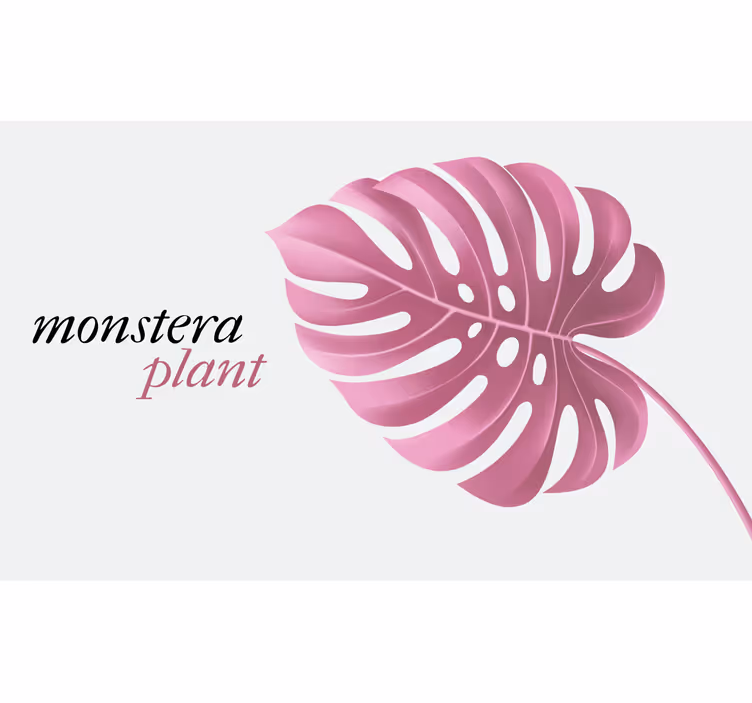 Rullegardin rom rosa minimalistisk monstera stil - Tenstickers