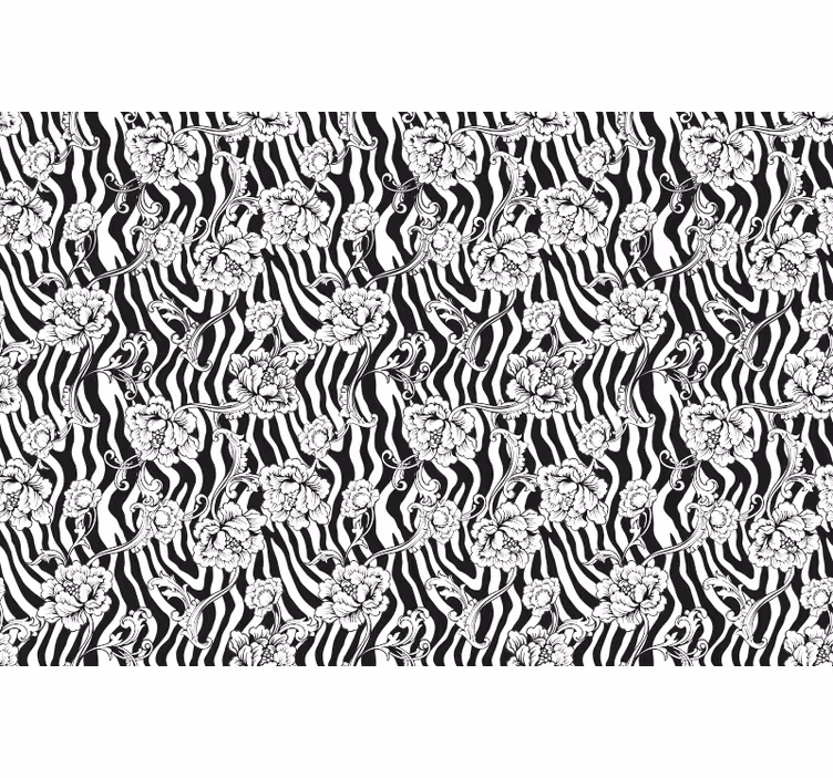 Rullegardin rom zebra og blomster - Tenstickers