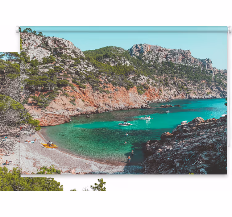Rullegardin rom vakker strand med steiner mallorca - Tenstickers