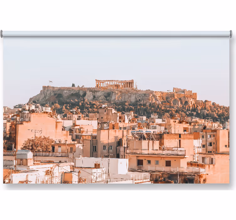 Rullegardin rom med vakker utsikt over athen og akropolis - Tenstickers