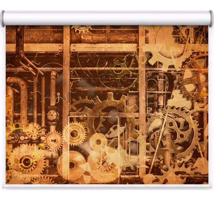 Rullegardin rom retro 3d industrielle rør gull - Tenstickers