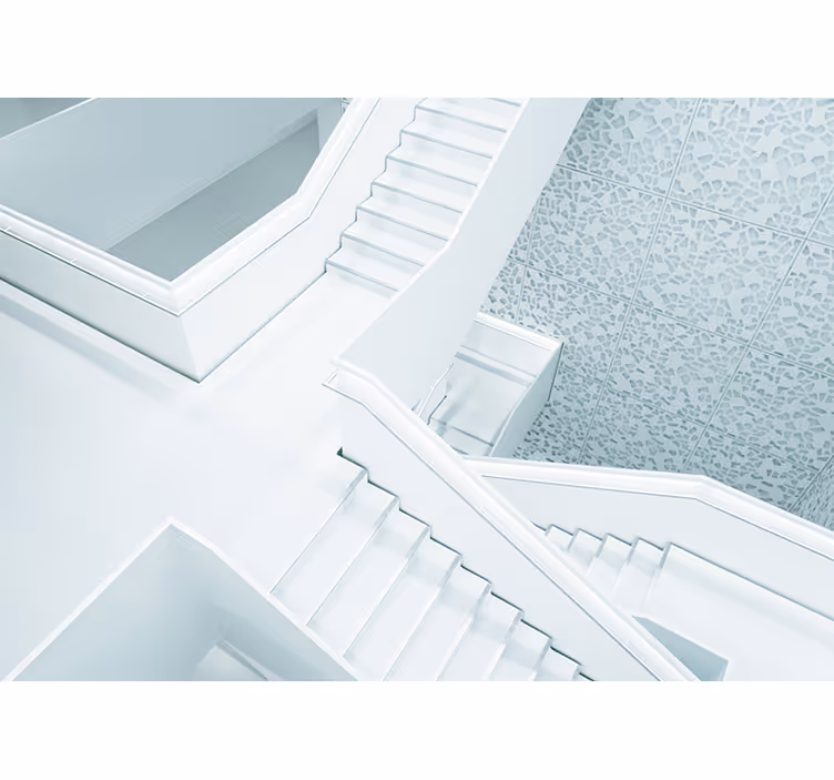 Hvit rullegardin stepvegg 3d - Tenstickers
