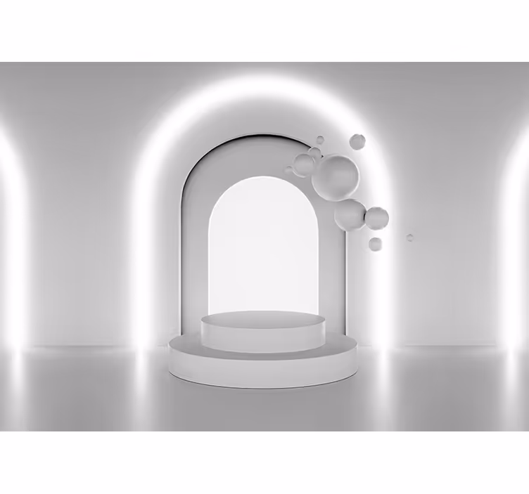 Hvit rullegardin 3d illusjon rom hvit kule - Tenstickers