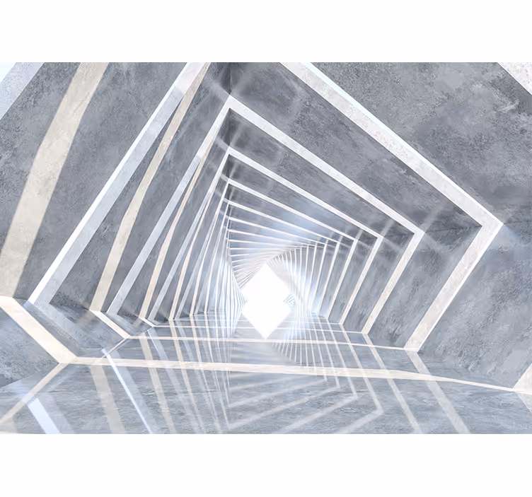 Hvit rullegardin 3d geometrisk tunnel - Tenstickers