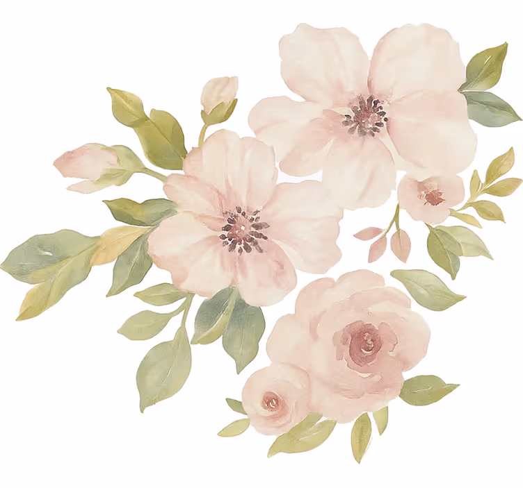 Hvit rullegardin magnolia i akvarell - Tenstickers