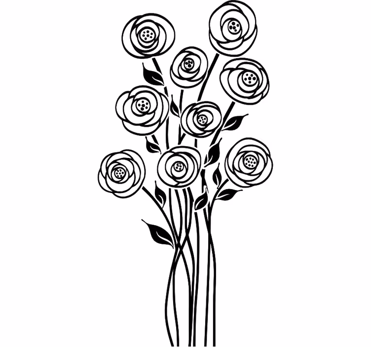 Hvit rullegardin abstrakt blomsterbukett - Tenstickers