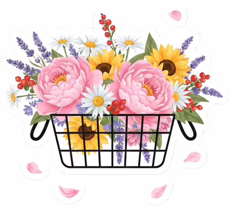 Rullegardin stue med fancy blomsterkurv - Tenstickers