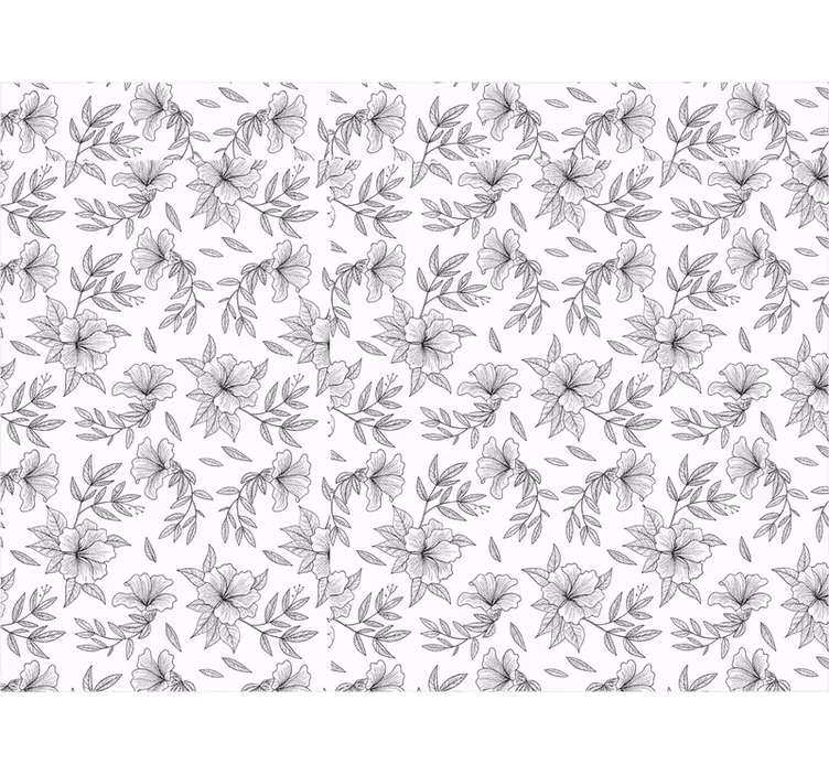 Rullegardin stue svart og hvitt blomsterdesign - Tenstickers