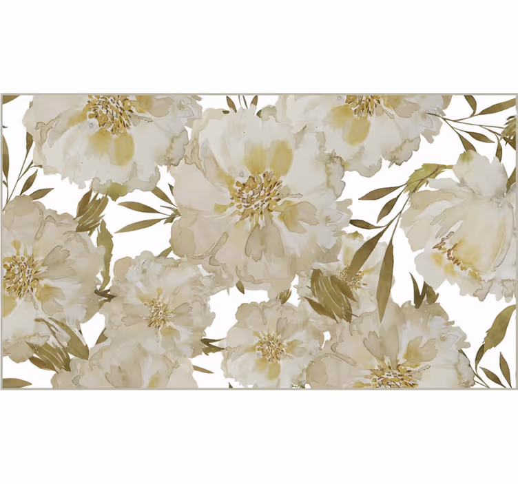 Rullegardin stue store hvite blomster - Tenstickers