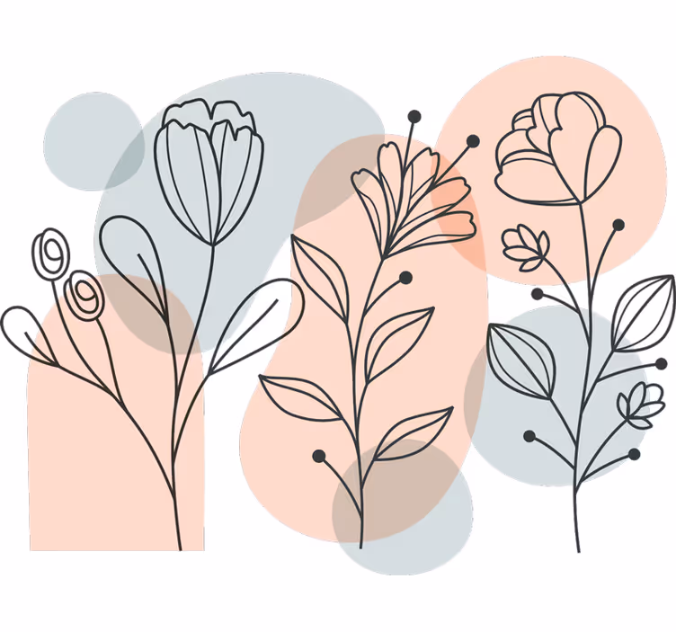 Rullegardin rom med minimalistiske blomster - Tenstickers