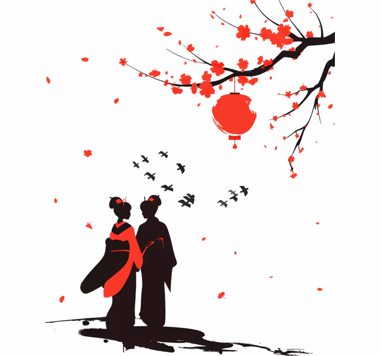 Rullegardin rom med japanske geishaer - Tenstickers