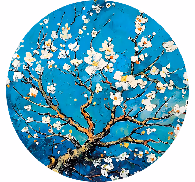Rullegardin rom med rundt blått blomstermønster - Tenstickers