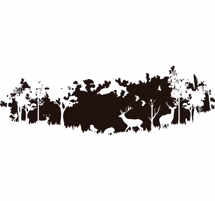 Rullegardin rom skogscene silhuett - Tenstickers