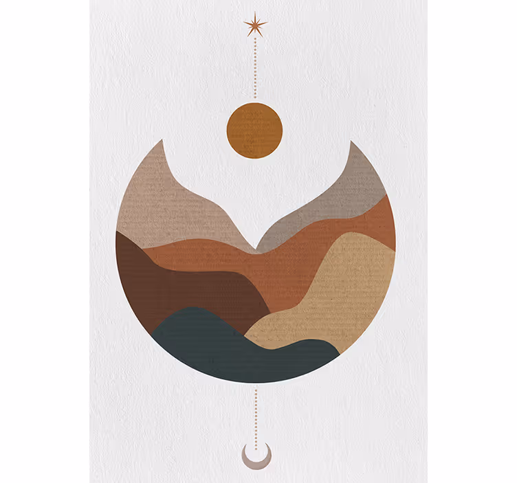 Rullegardin rom minimalistisk solnedgang og fjell - Tenstickers