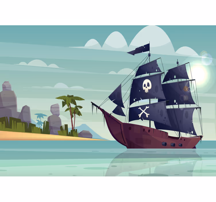 Rullegardin barn piratskip fotomural - Tenstickers