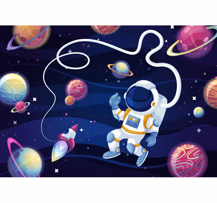 Rullegardin barn astronauter og raketter - Tenstickers
