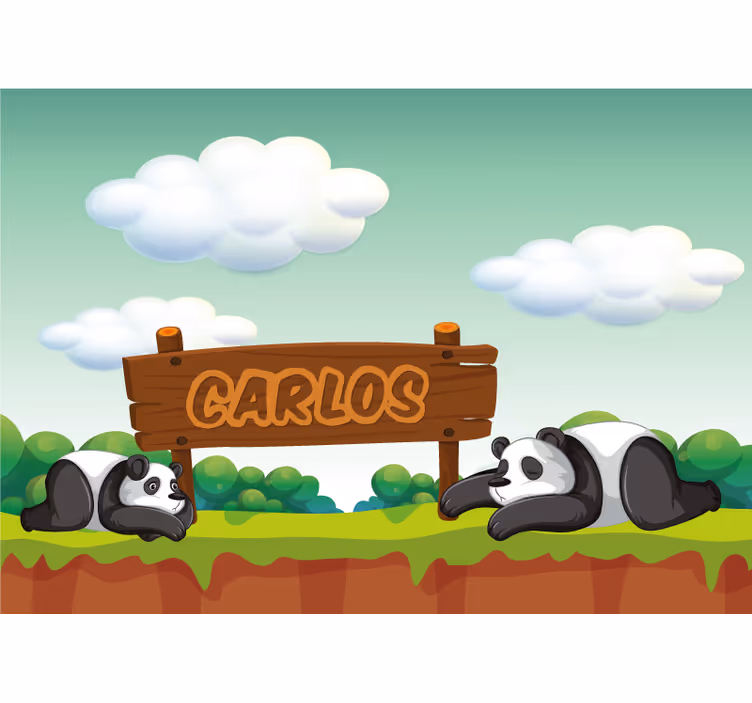Rullegardin barn med personlig navn fra panda's rom - Tenstickers