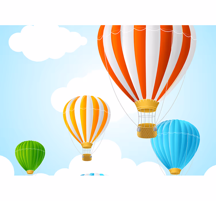 Rullegardin barn lyse luftballonger sky skyer - Tenstickers