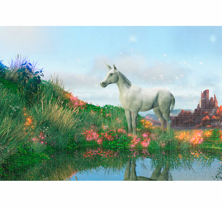 Rullegardin barn eventyrland med slott og blomster - Tenstickers