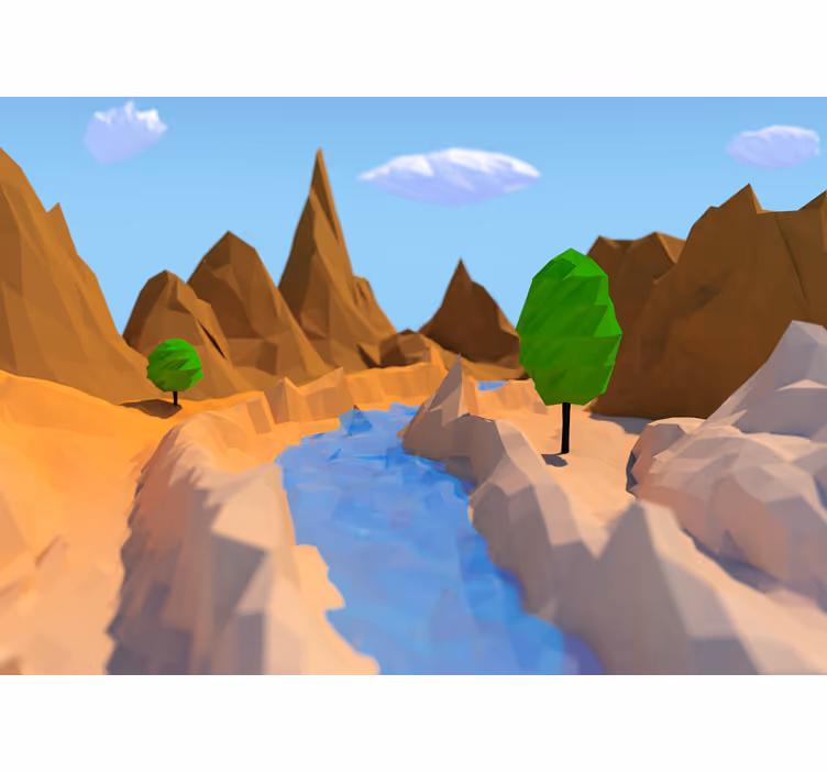 Rullegardin barn 3d illustrasjon av fjell skog ørken - Tenstickers